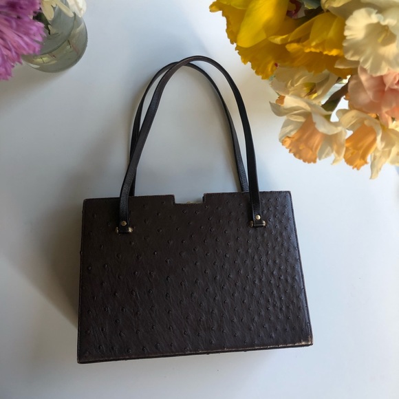 sophisticated chocolate brown leather hard shell shoulder/hand bag - Picture 8 of 16